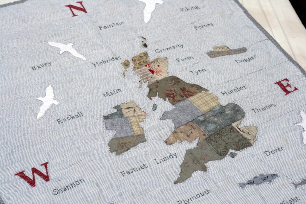 'Good Old Blighty' by Janet Clare, otherwise know as 'The Shipping Forecast' quilt.